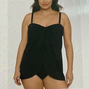 Lauren Ralph Lauren Flyaway Bandeau One Piece swimdress Swimsuit SZ 18W NWT